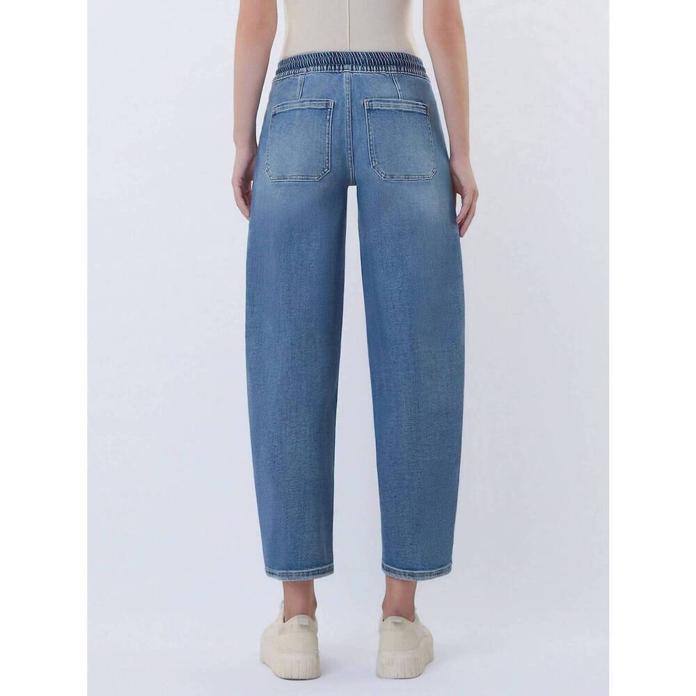 NEW VERVET BY FLYING MONKEY pull on waistband barrel jeans in medium wash - Picture 2 of 4